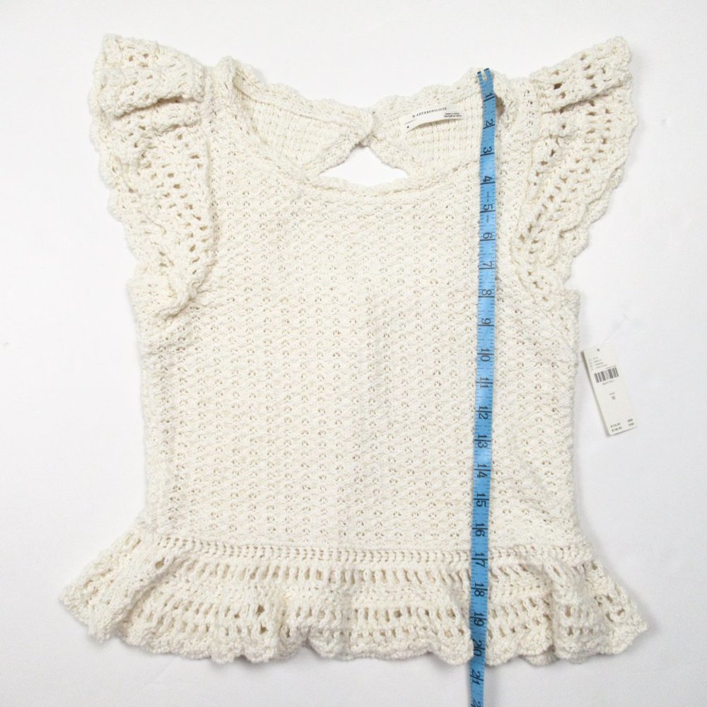 By Anthropologie Flutter-Sleeve Crochet Sweater Top - Medium - Picture 7 of 11